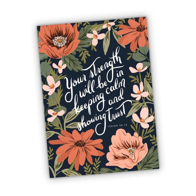2021 Year Text Gifts  Greeting Card - Isaiah 30:15 Your Strength Will Be in Keeping Calm and Showing Trust, Bible Scripture Card Seasoned With Salt Paperie