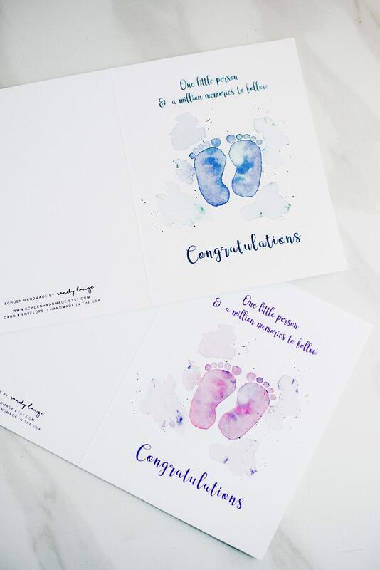Schoen Handmade BABY CONGRATULATIONS CARD | Watercolor Greeting Cards with Envelope - - Shared by Regalitos Para Ti - Discover unique handmade / designed gifts and support small businesses