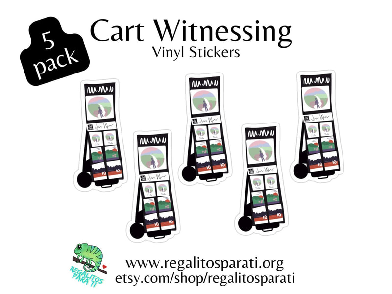 5 PACK - Pioneer School Gift- Cart Witnessing Stickers Vinyl - Trolley Witnessing - SMPW - Baptism Gift - New Service Year - JW Art