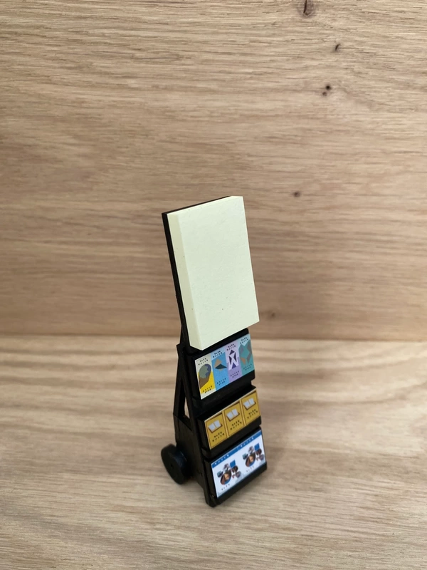 JW wooden mini witnessing cart with double-sided board. Convention or pioneer gift, yellow notebook in option.