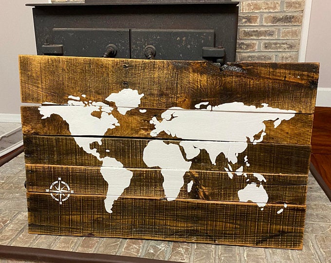 SLPallets Wooden World Map Gifts For Travelers 