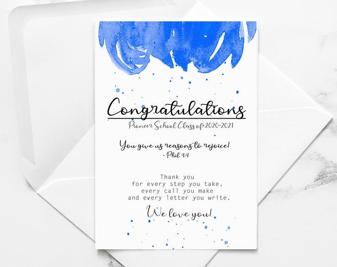  Congratulations PIONEER CARD  Pioneer School Pioneer Gift image 0 Congratulations PIONEER CARD  Pioneer School Pioneer Gift image 1 Congratulations PIONEER CARD  Pioneer School Pioneer Gift image 2 Congratulations PIONEER CARD  Pioneer School Pioneer Gift image 3 SchoenHandMade 876 sales 876 sales | 5 out of 5 stars      Congratulations PIONEER CARD | Pioneer School, Pioneer Gift, JW card, Christian Card, Folded Note Cards with Envelopes SchoenHandMade - Shared by Regalitos Para Ti - Discover unique handmade / designed gifts and support small businesses