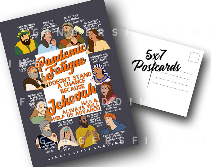 JW Postcards Pandemic Fatigue Bible Characters - Pandemic Encouragement - Gingers Five and Dime - - Shared by Regalitos Para Ti - Discover unique handmade / designed gifts and support small businesses
