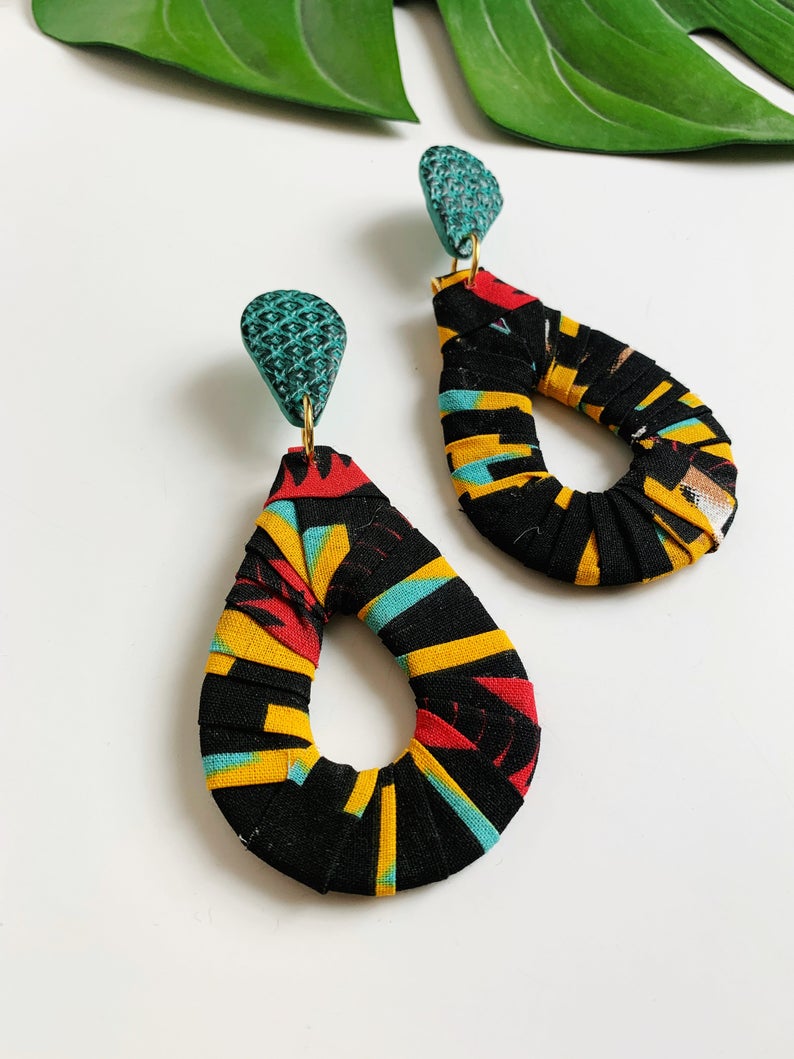AFRICAN PRINT EARRINGS | Handmade Arch Earrings | Polymer Clay Arch Earrings | Lead And Nickel Safe
