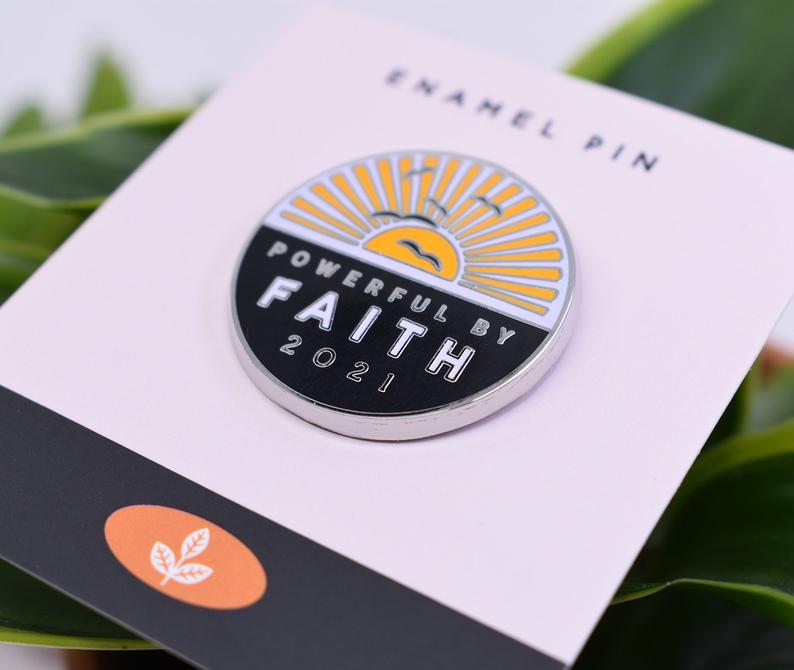 Happier To Give Powerful By Faith Convention Enamel Pin