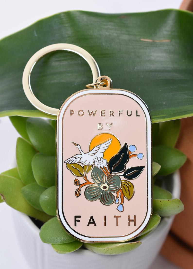 Happier To Give Powerful By Faith Convention Enamel Keychain