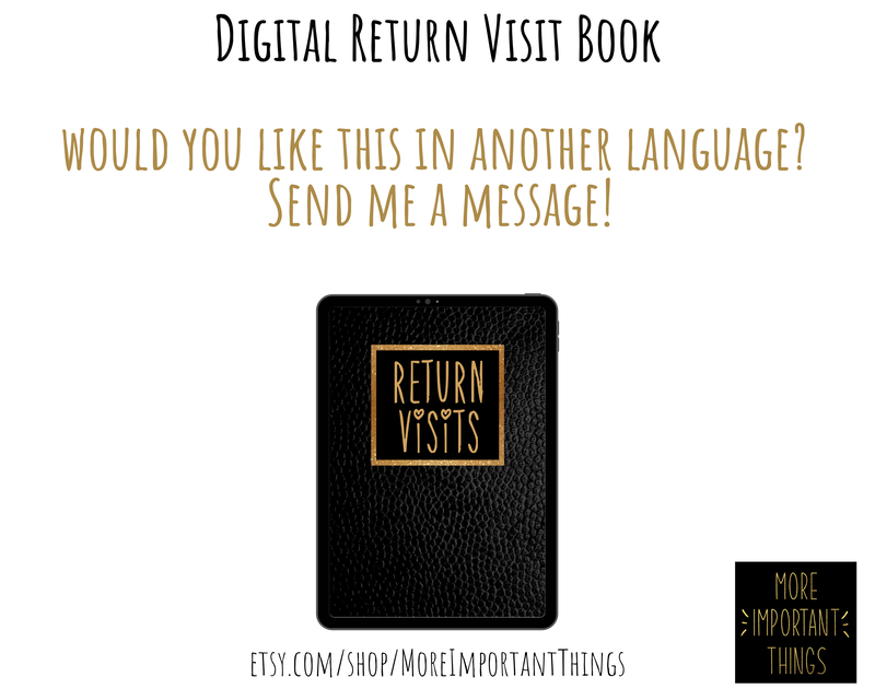 Digital Return Visit Book - More Important Things