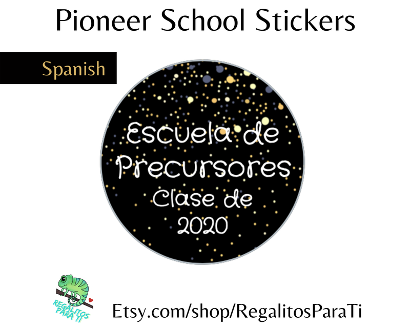 Pioneer School Stickers - English & Spanish Zoom Pioneer School Gifts